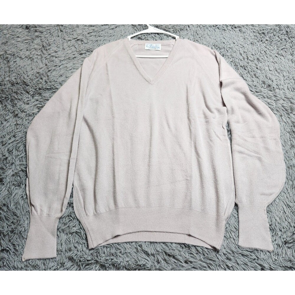 Vintage Pickering‎ Sweater Mens Size Large Gray V Neck Soft Acrylic Made in USA